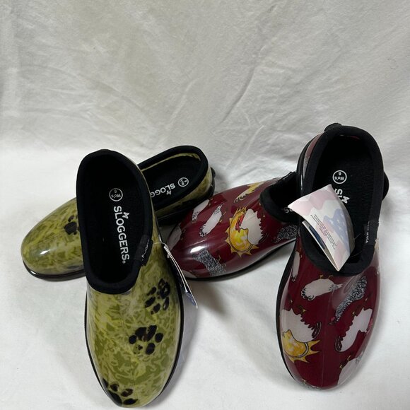 Two for One Price!!! Sloggers Waterproof Rain Shoes - Paw Green & Red Chicken - Picture 4 of 4